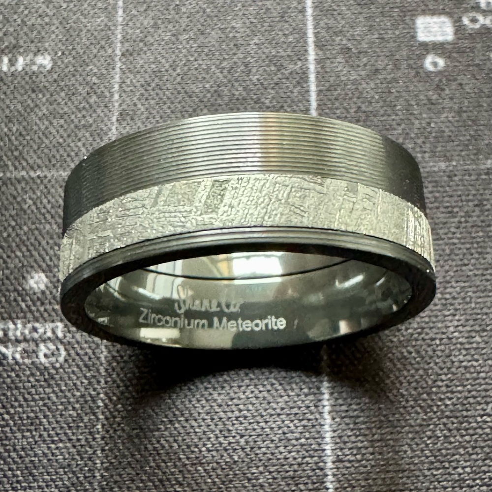 Shane co. Zirconium Meteorite Inlay Men's Band